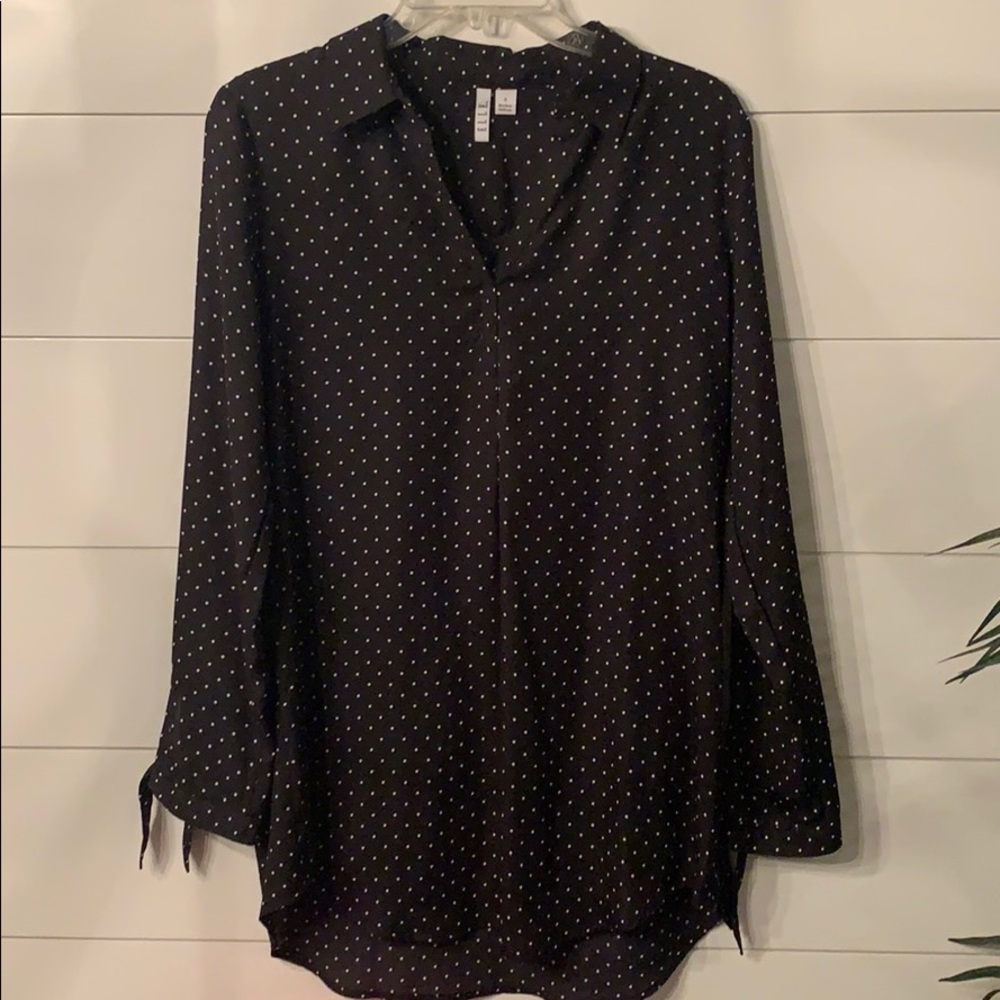 NWOT Black and white polka dot blouse